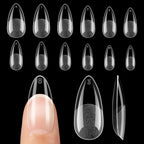 LKE medium almond soft gel nail tips set front view