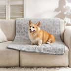 Okxiri Washable Dog Blanket front view showing grey bone print flannel texture