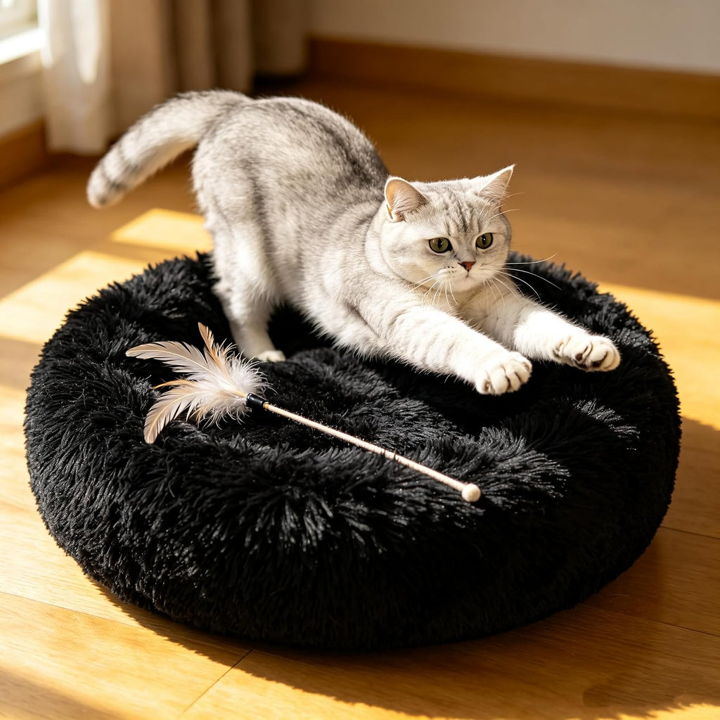 Cat Beds for Indoor Cats - Cat Bed Washable 20/24 inches, Dog Beds for Small Medium Dogs, Anti Anxiety Round Fluffy Plush Faux Fur Pet Bed, Thick Bottom (Pink, Medium) - Image 15
