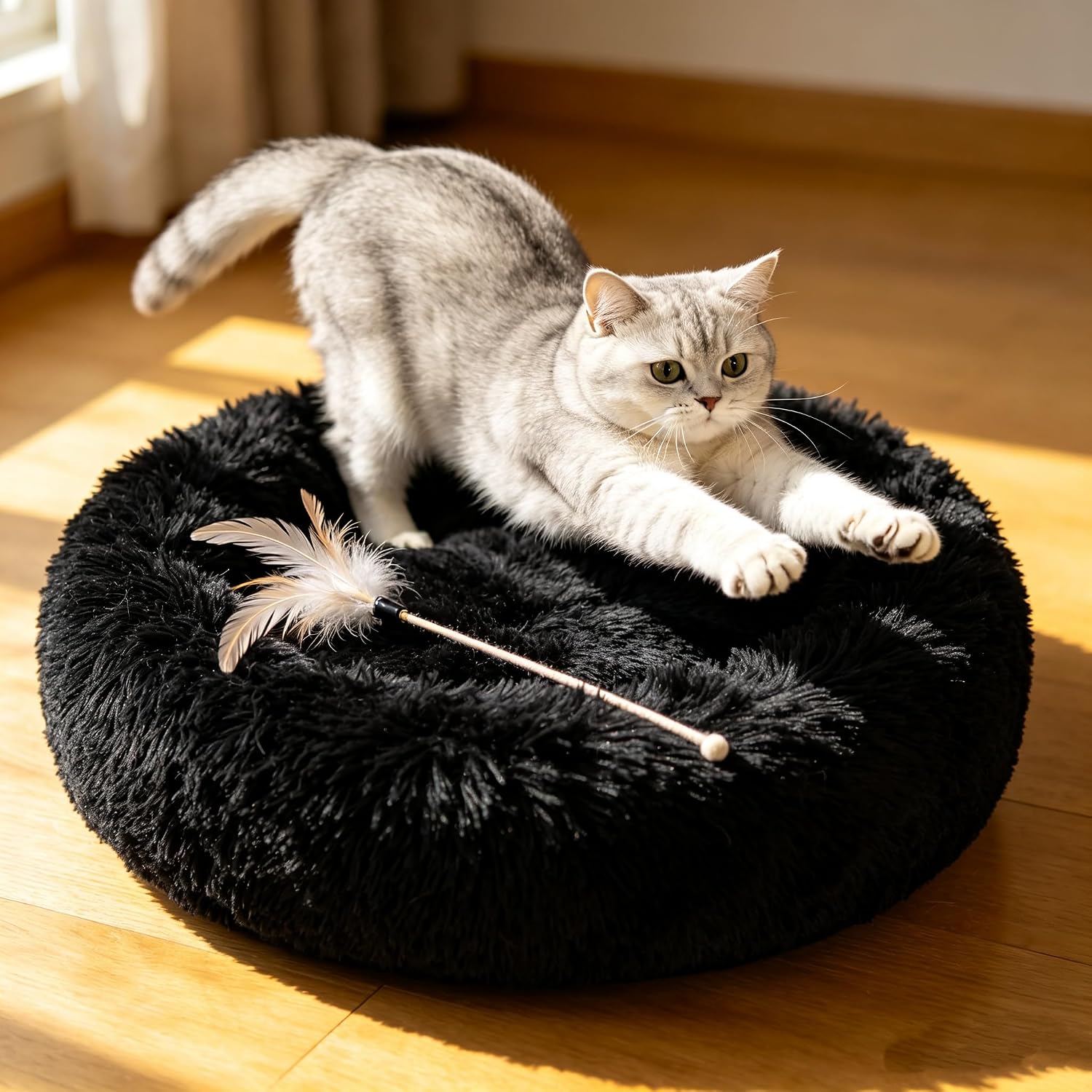 Cat Beds for Indoor Cats - Cat Bed Washable 20/24 inches, Dog Beds for Small Medium Dogs, Anti Anxiety Round Fluffy Plush Faux Fur Pet Bed, Thick Bottom (Pink, Medium) - Image 15