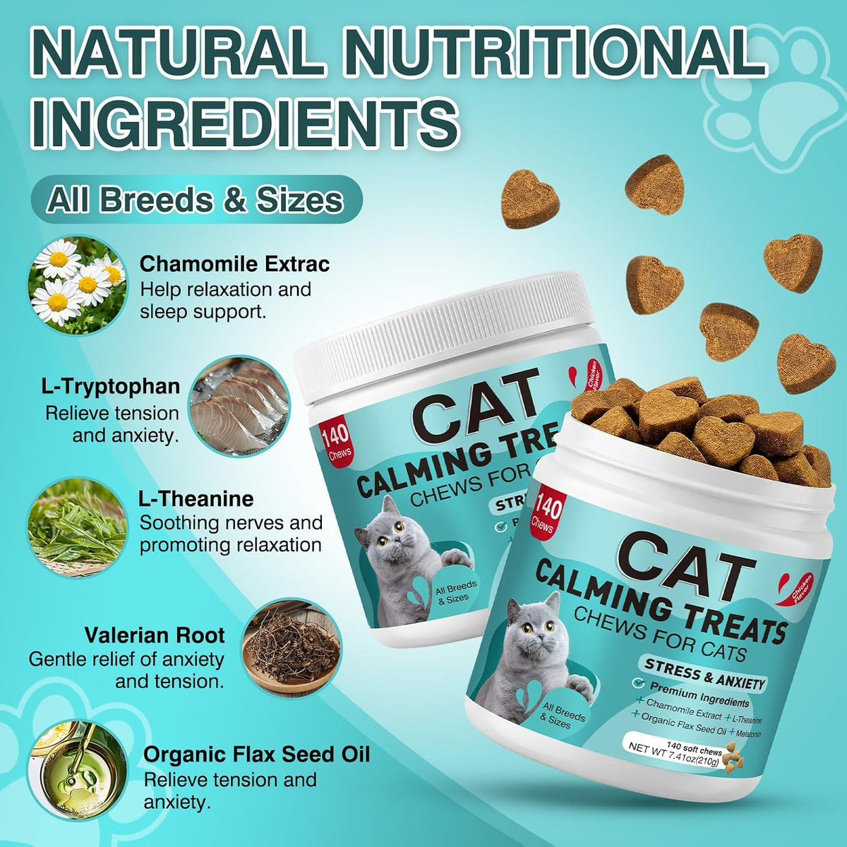 Premium cat calming supplement for travel and veterinary visits