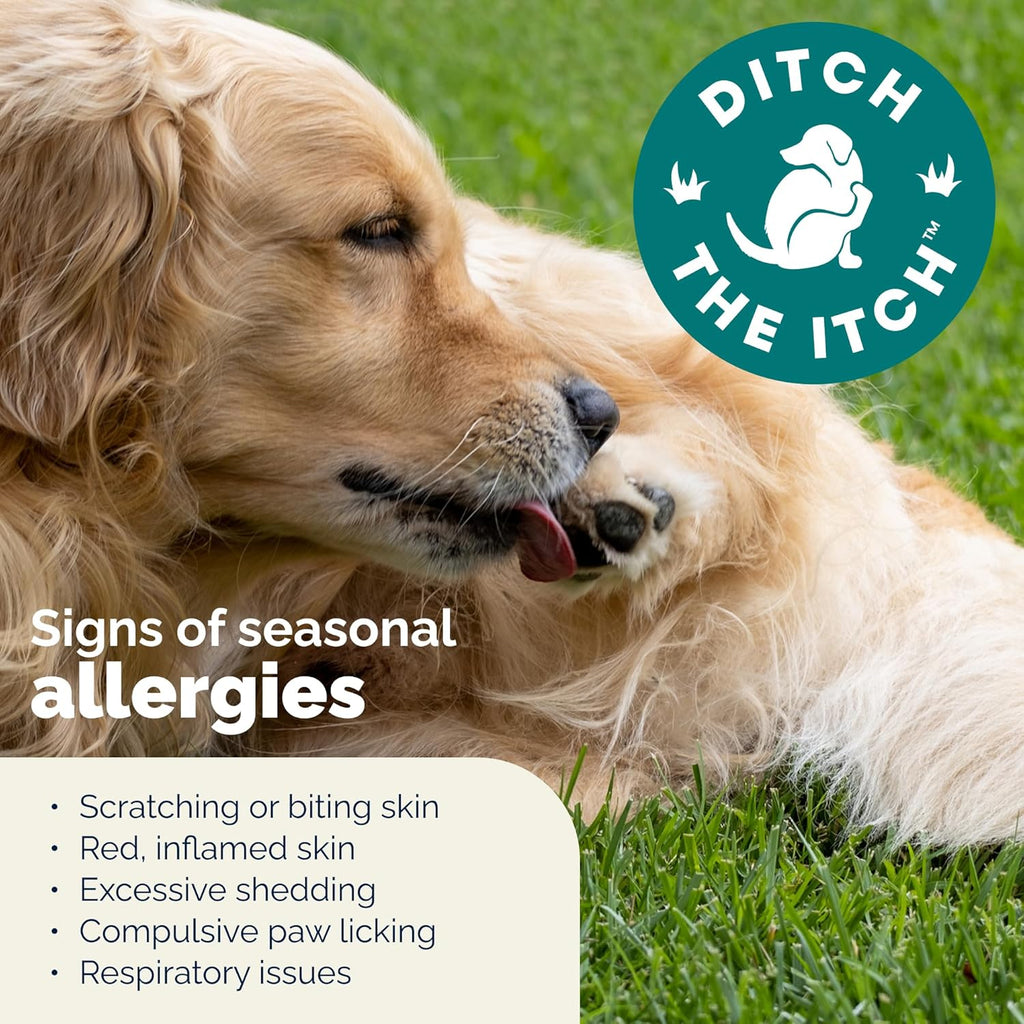 Vetnique skin and coat health supplement for dogs experiencing seasonal skin allergies