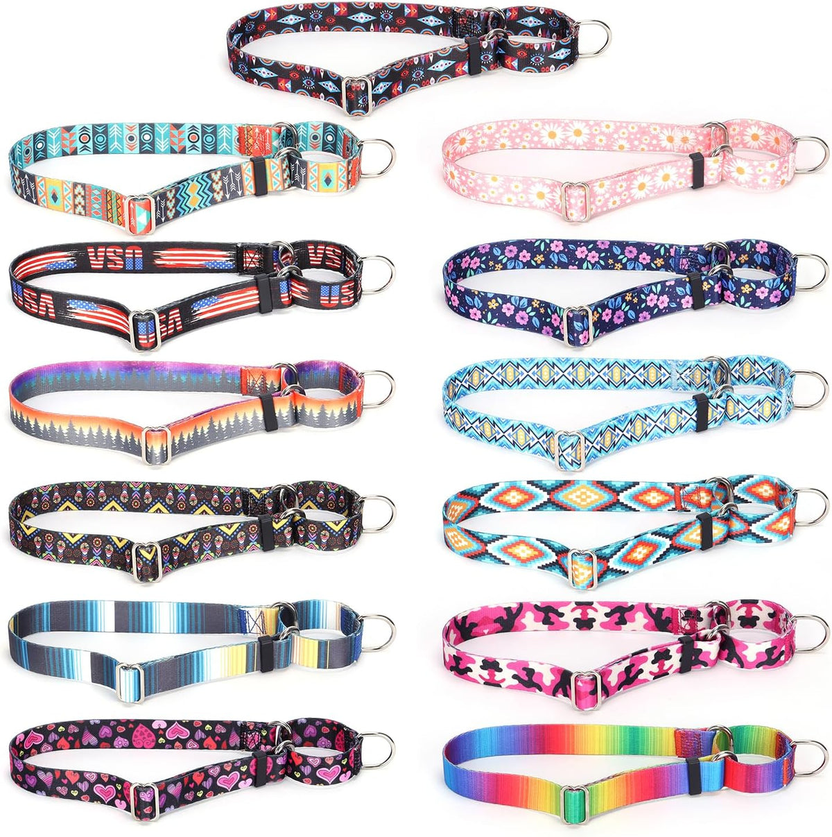 YOUALSO no pull cinch dog collar side angle showing mirror finish hardware