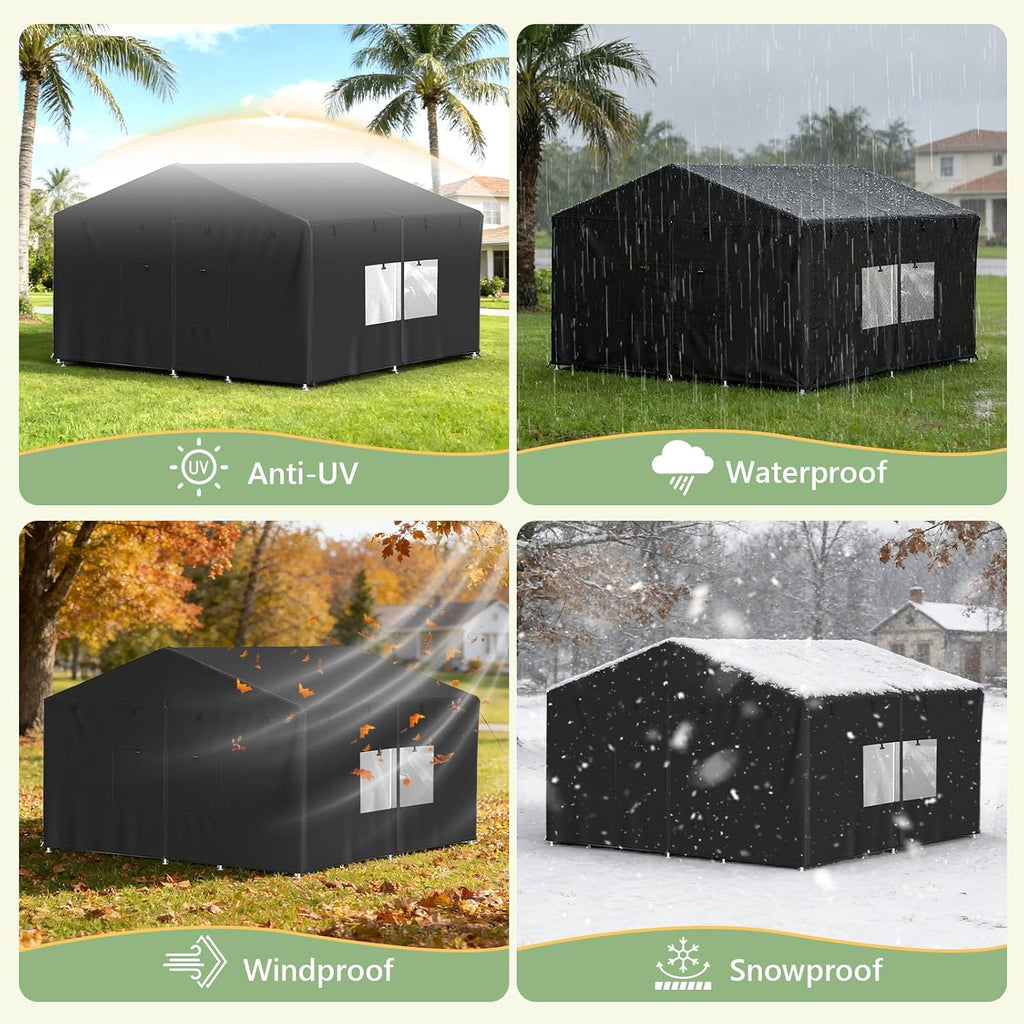 Premium silver coated dog pen cover with durable zippers for ventilation.
