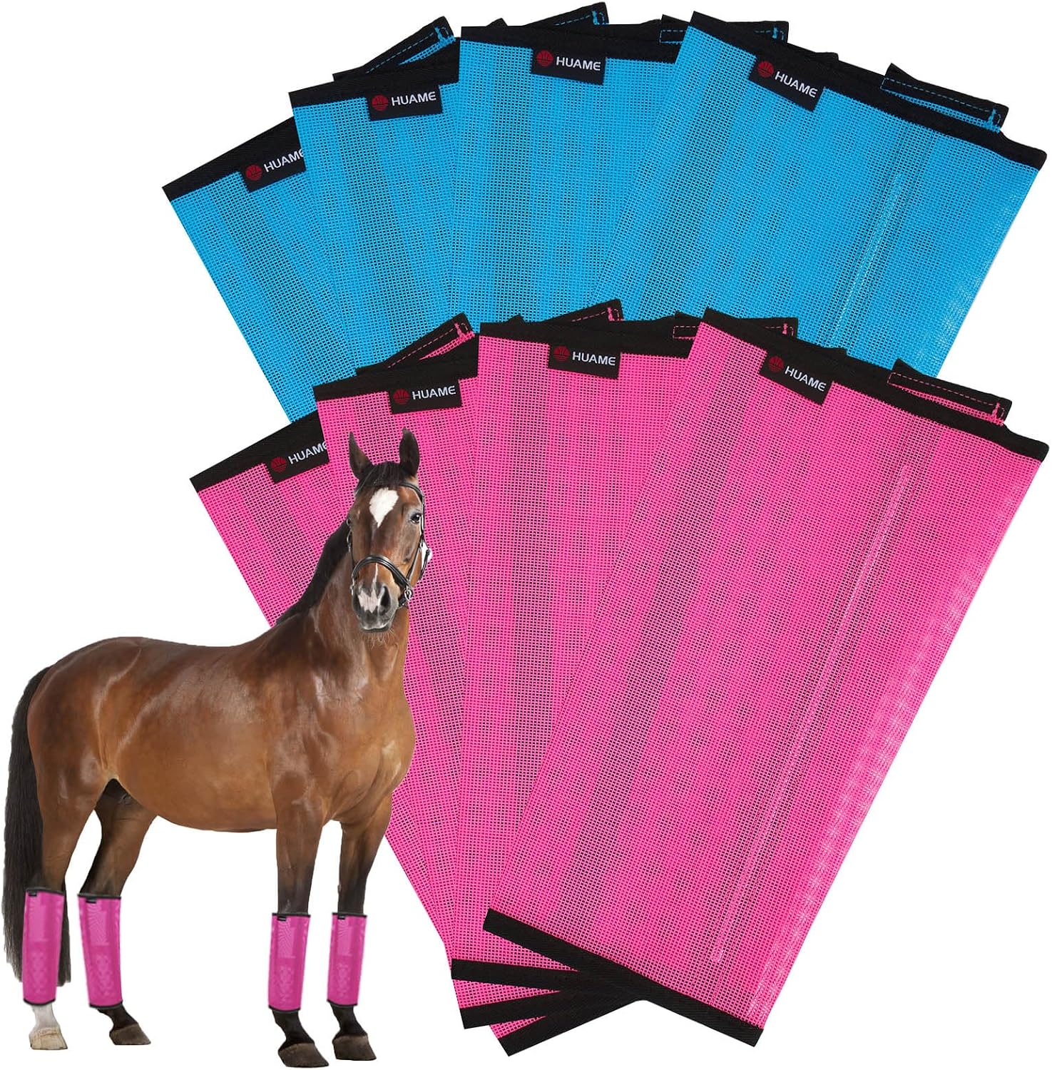 Horse Fly Boots, Breathable Mesh Protection Set of 4, Comfortable Horse Leggings, Breathable Mesh Design, Equine Supplies for Reduce Stomping, Hoof Damage & Leg Fatigue (Purple, Large) - Image 9