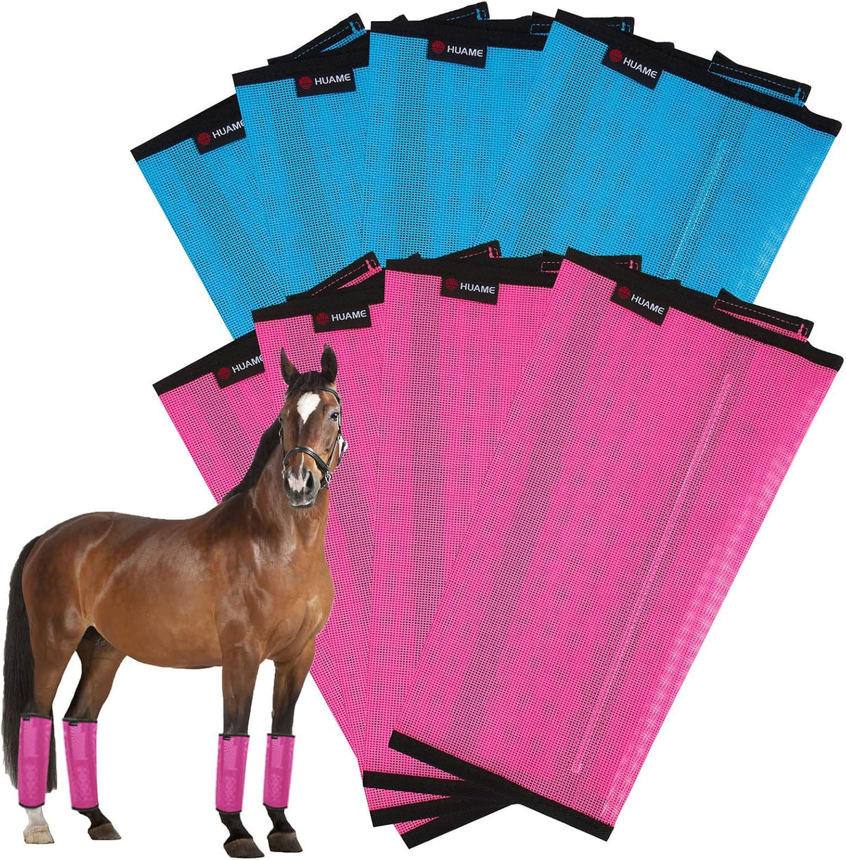 Horse Fly Boots, Breathable Mesh Protection Set of 4, Comfortable Horse Leggings, Breathable Mesh Design, Equine Supplies for Reduce Stomping, Hoof Damage & Leg Fatigue (Purple, Large) - Image 9