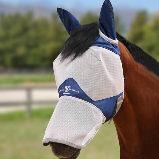 Harrison Howard full face horse fly mask navy front view