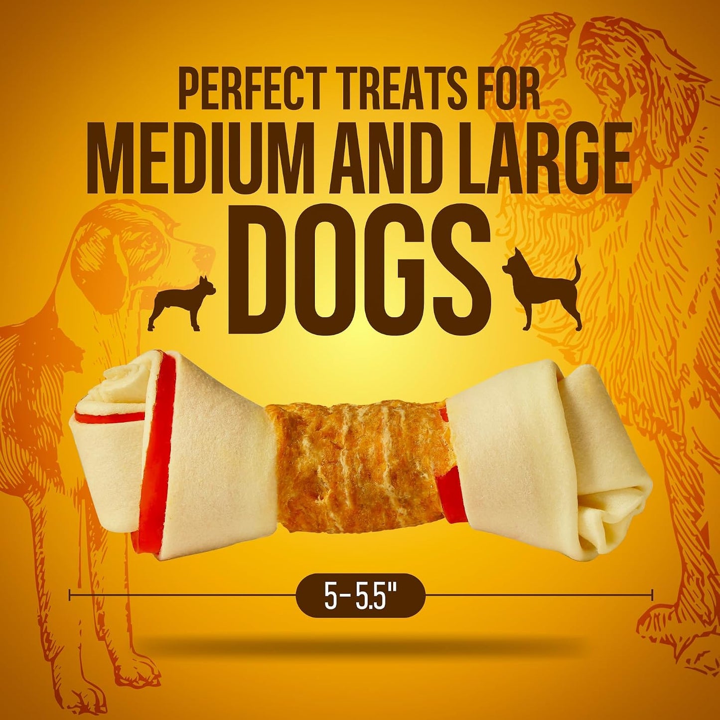 PETPHABET beefhide dog snacks for medium and large dogs healthy chewing bones side view