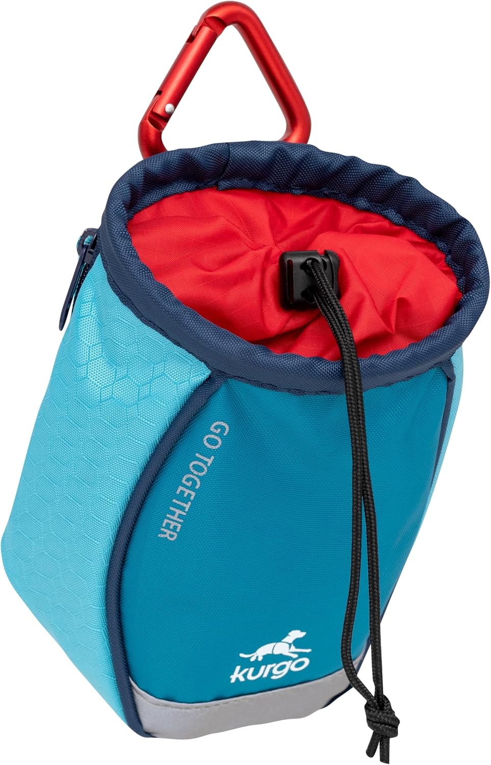 Durable dog treat pouch side view with zippered pocket for keys
