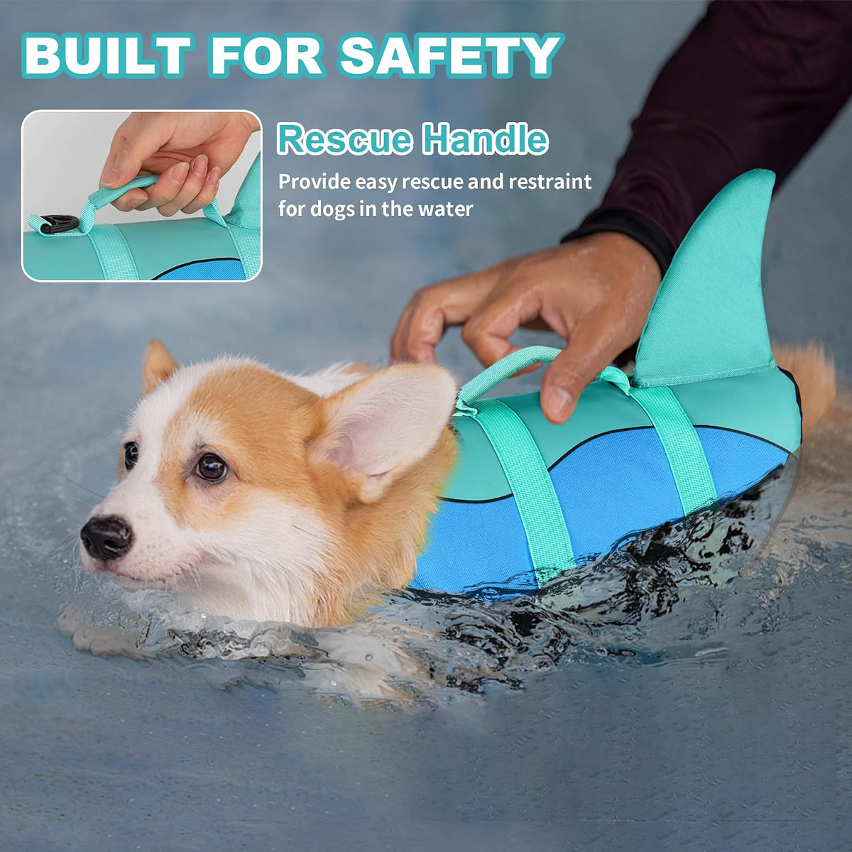 Dogcheer puppy floating swim jacket side profile view with adjustable straps