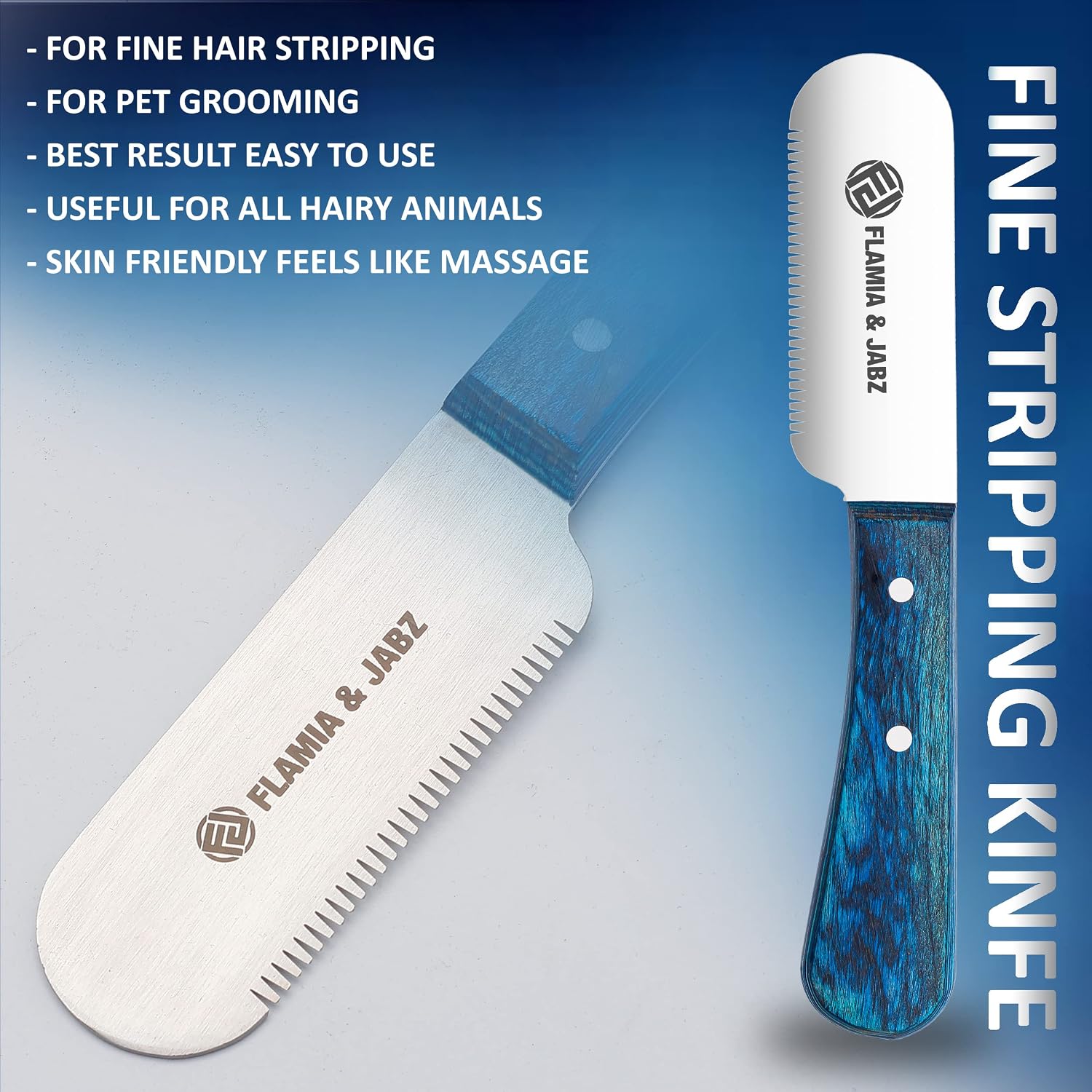 Coarse and Medium teeth sizes of the imported pet undercoat removing knife set