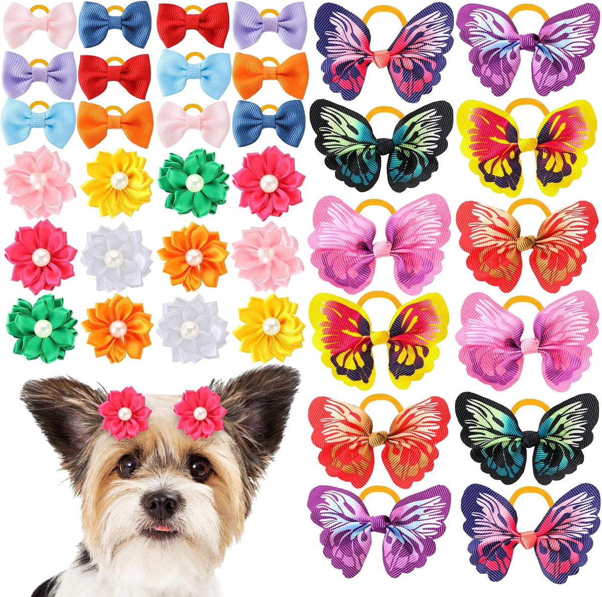 Janinka 36 piece dog hair bows set front view