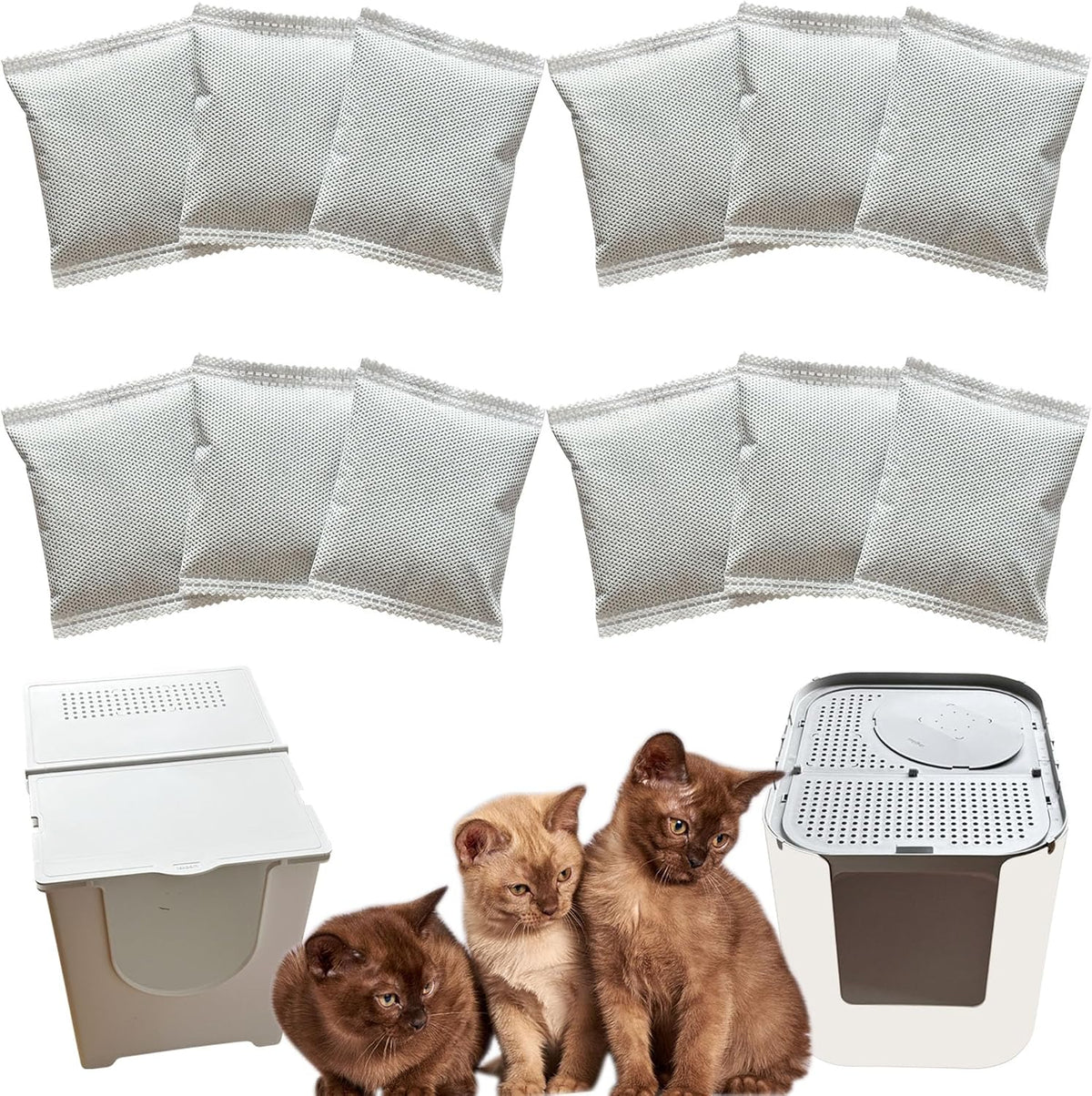TeurWone activated charcoal filter refills front view for litter box odor control