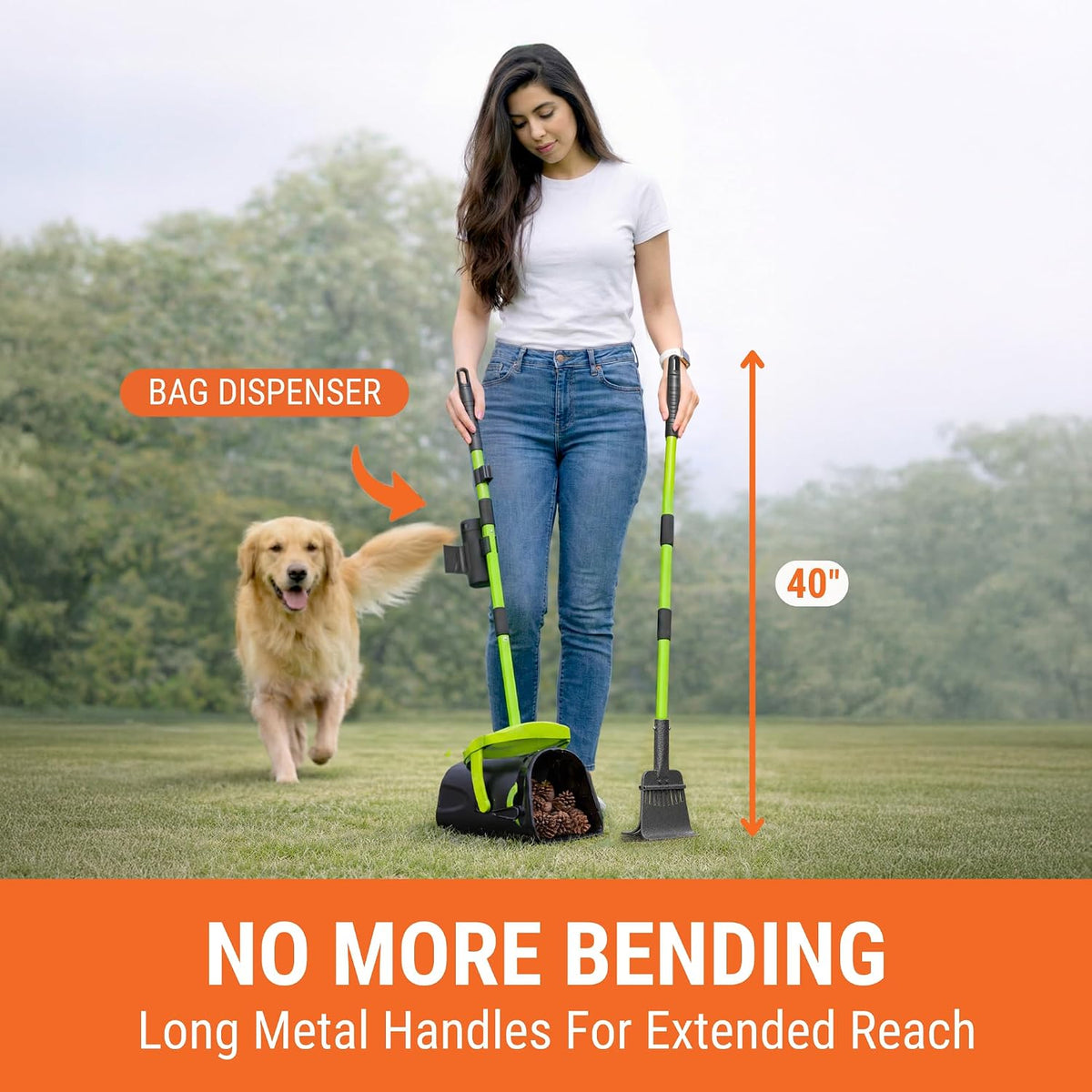 Pupzle heavy duty pet waste shovel and rake set for large dogs