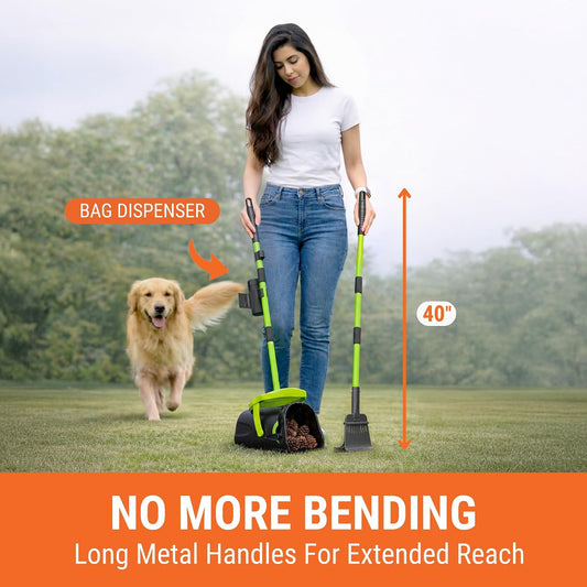 Pupzle heavy duty pet waste shovel and rake set for large dogs