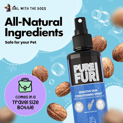 USA imported Girl With The Dogs sensitive skin conditioning spray for dogs close up