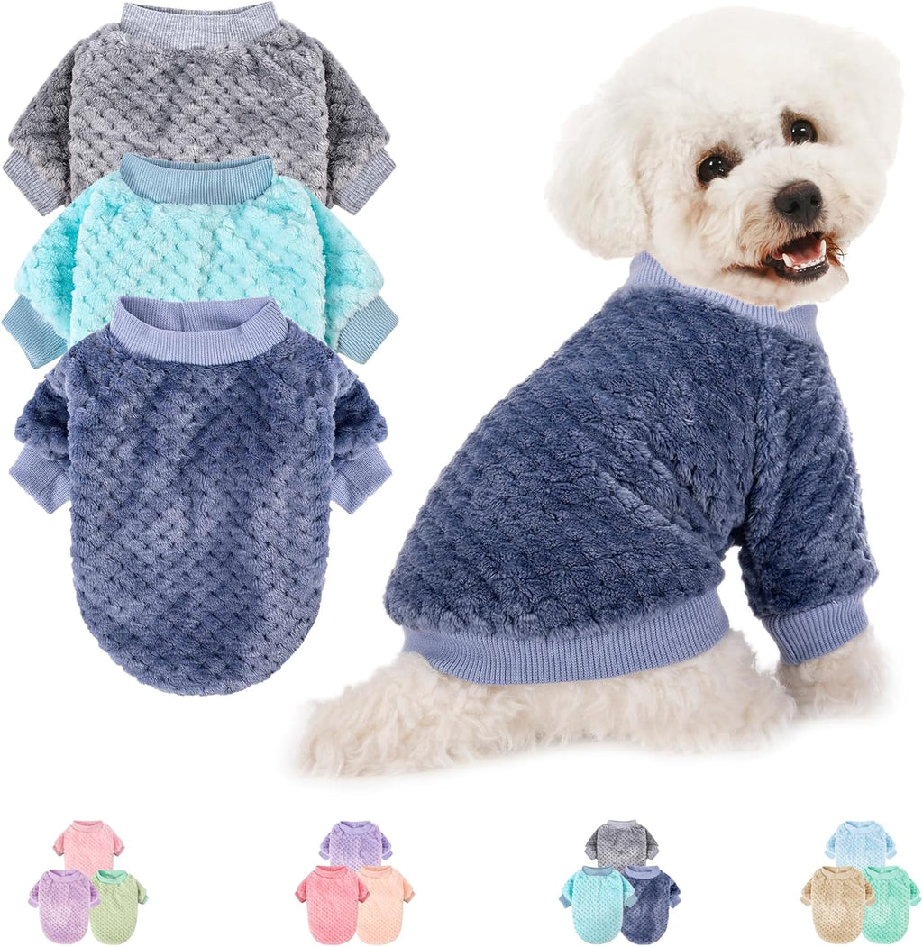Dog Sweater, 3 Pack Dog Sweaters for Small Medium Dogs or Cat, Warm Soft Flannel Pet Clothes for Dogs Girl or Boy, Dog Shirt Coat Jacket (Medium, Pink+Purple+Light Green) - Image 14
