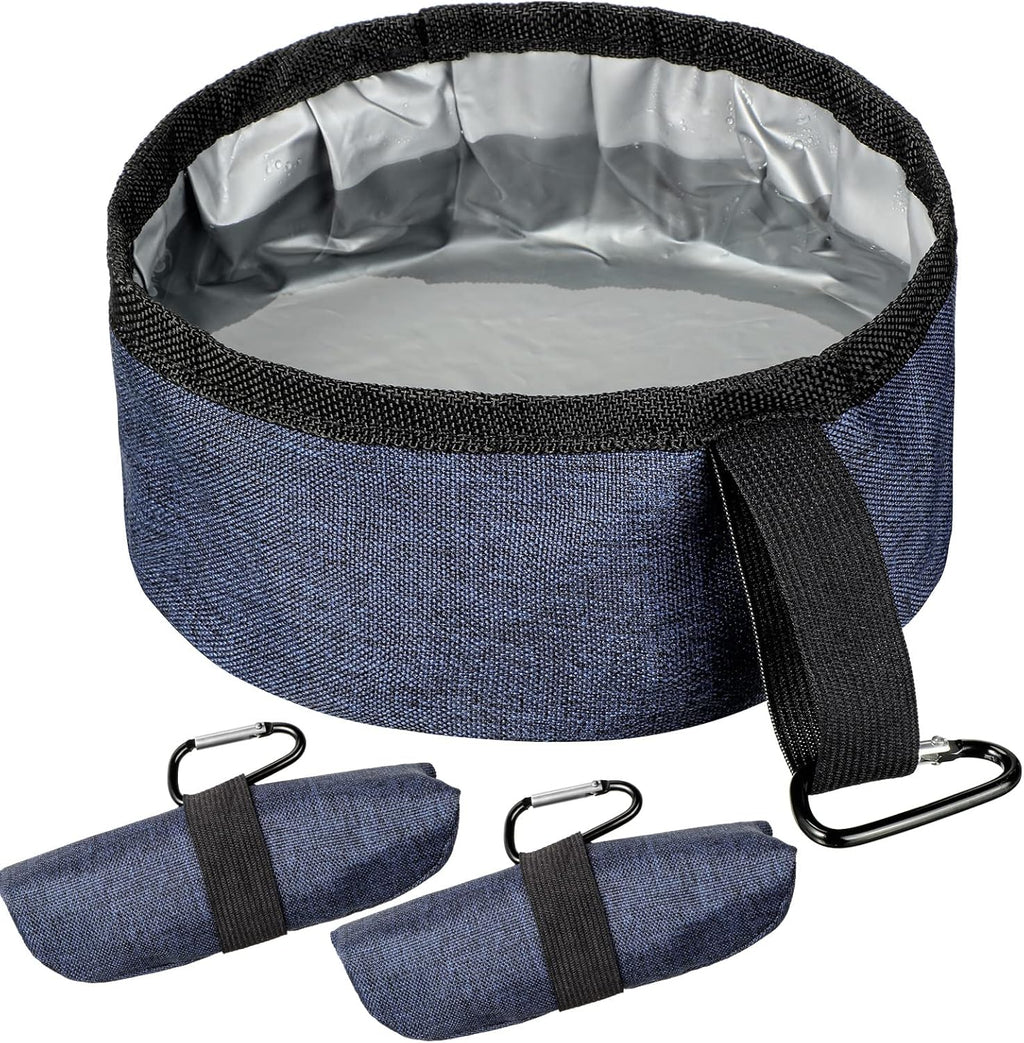 Meanplan Portable Dog Bowls front view of dark blue travel pet dishes