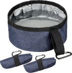 Meanplan Portable Dog Bowls front view of dark blue travel pet dishes