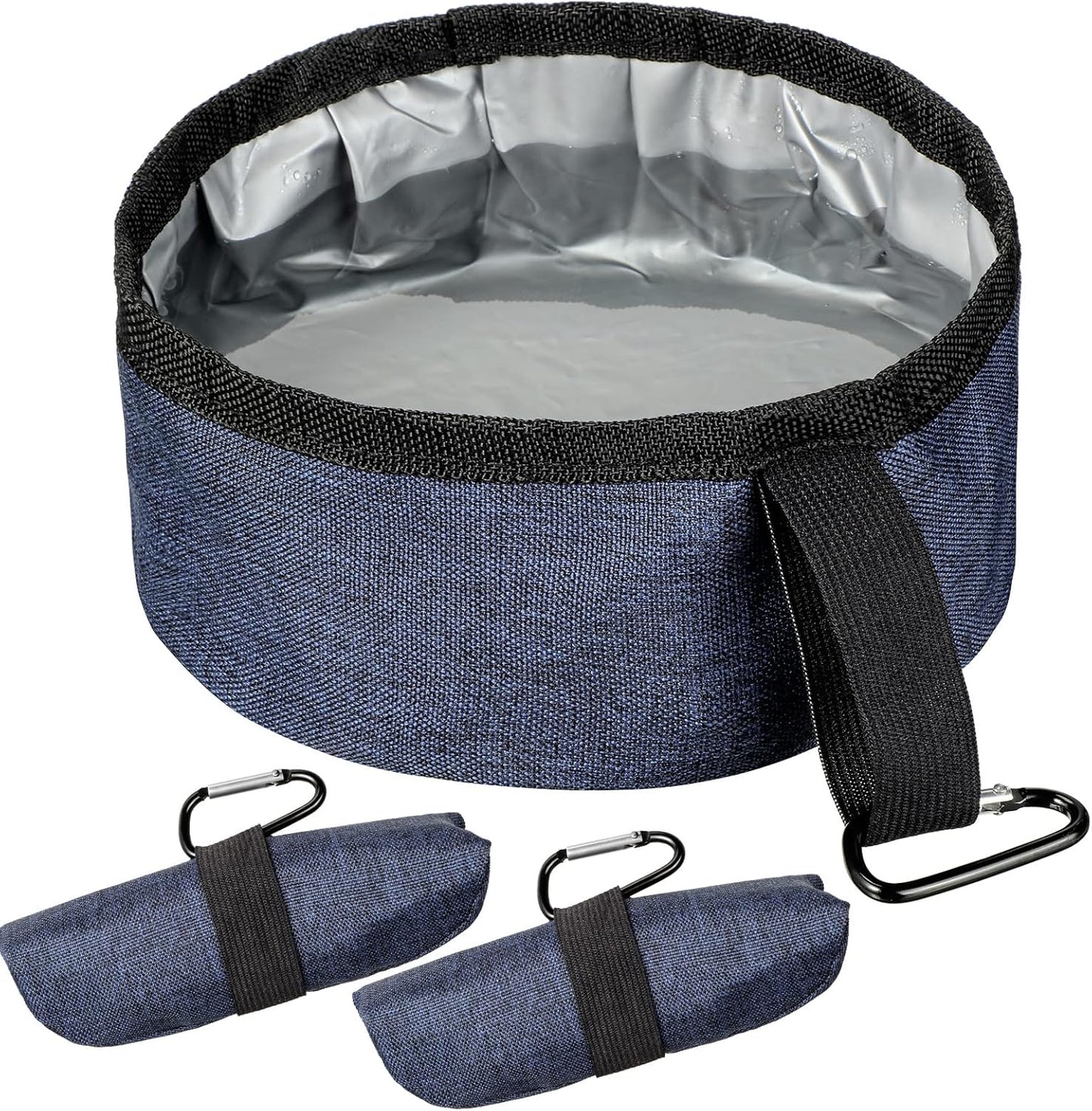 Meanplan Portable Dog Bowls front view of dark blue travel pet dishes