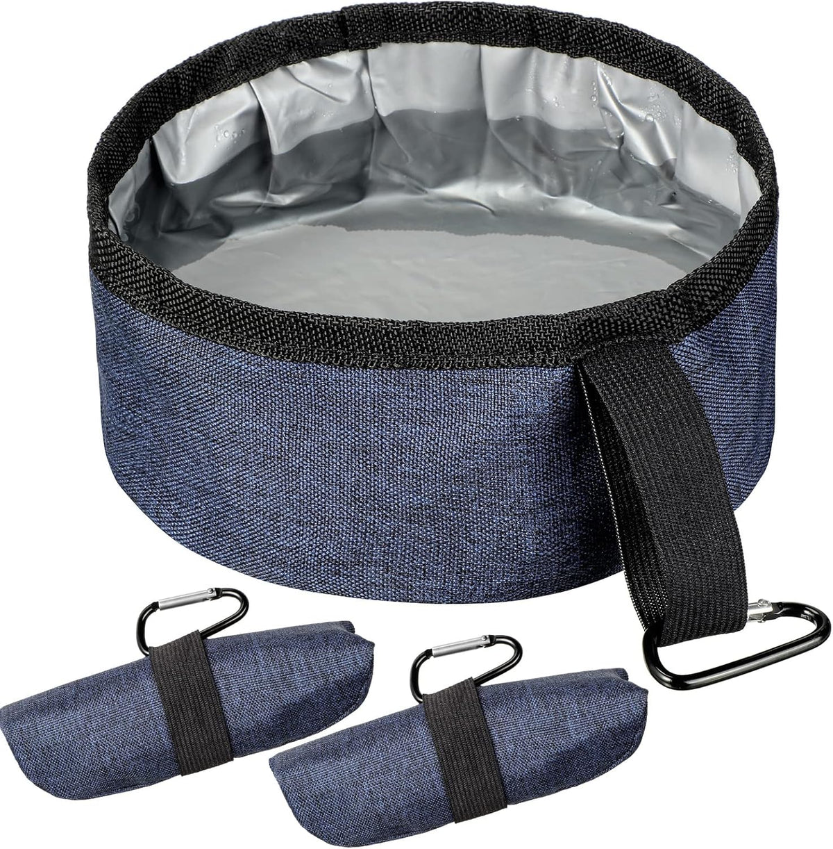 Meanplan Portable Dog Bowls front view of dark blue travel pet dishes