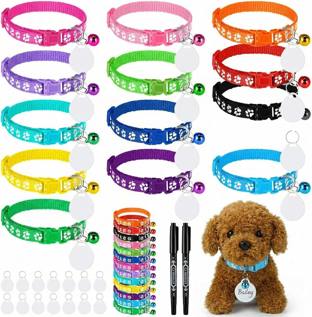 50 Pcs Adopt a Puppy Pet Party Favors Puppy Adoption Party Supplies 24 Adjustable Dog Collars with 24 ID Card for Pet Birthday DIY Craft (Cute) - Image 9