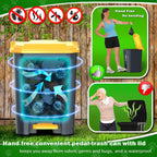 Twenty liter dog waste disposal bin with yellow foot pedal lid