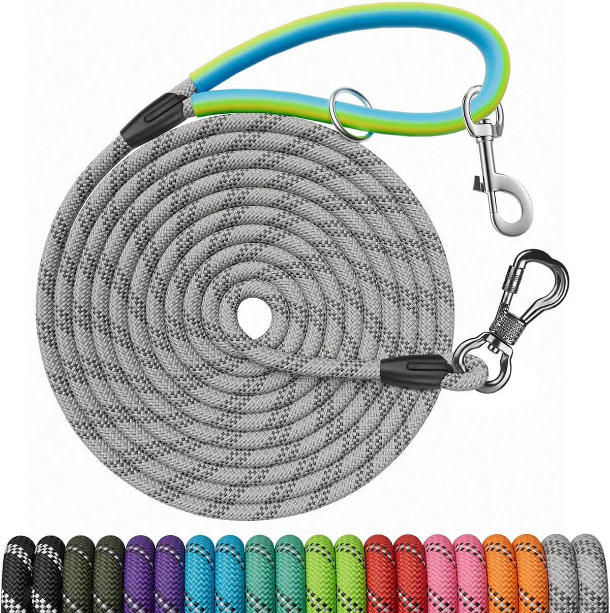 NTR 30 FT Dog Leash, Obedience Recall Training Agility Lead, with 2 Swivel Hooks, Reflective Threads and Soft Handle, Puppy Leash for Walking, Hunting, Camping for Small Medium and Large Dogs-Black - Image 12