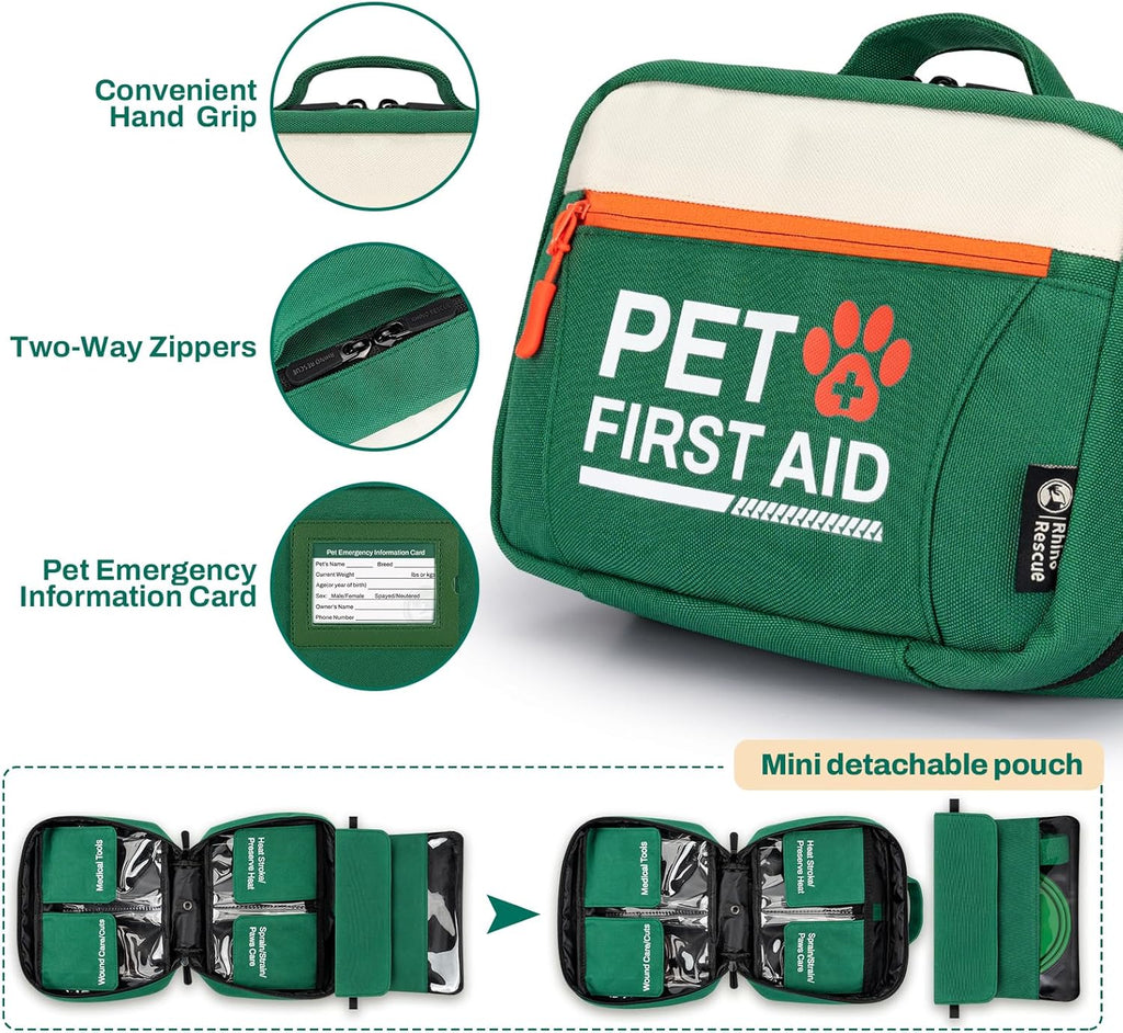 Rhino Rescue Pet First Aid Kit water resistant nine hundred denier polyester case close up.
