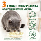 Wellix freeze dried chicken and cat grass treat close up