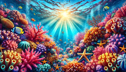 Full view of the artificial underwater cave graphic for premium home aquascaping.
