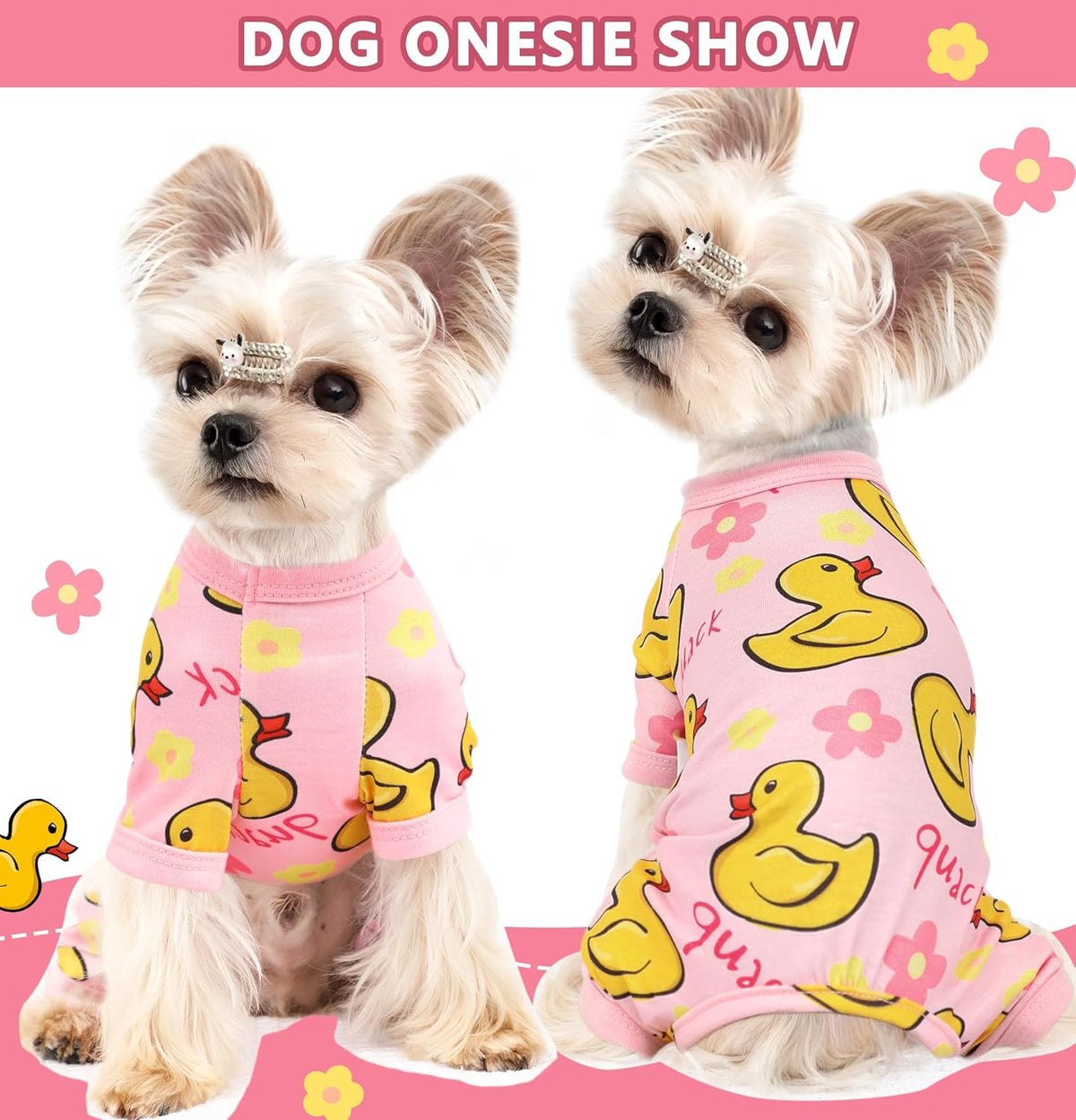 Elastic belly band and open crotch design on viunimo pet pajamas