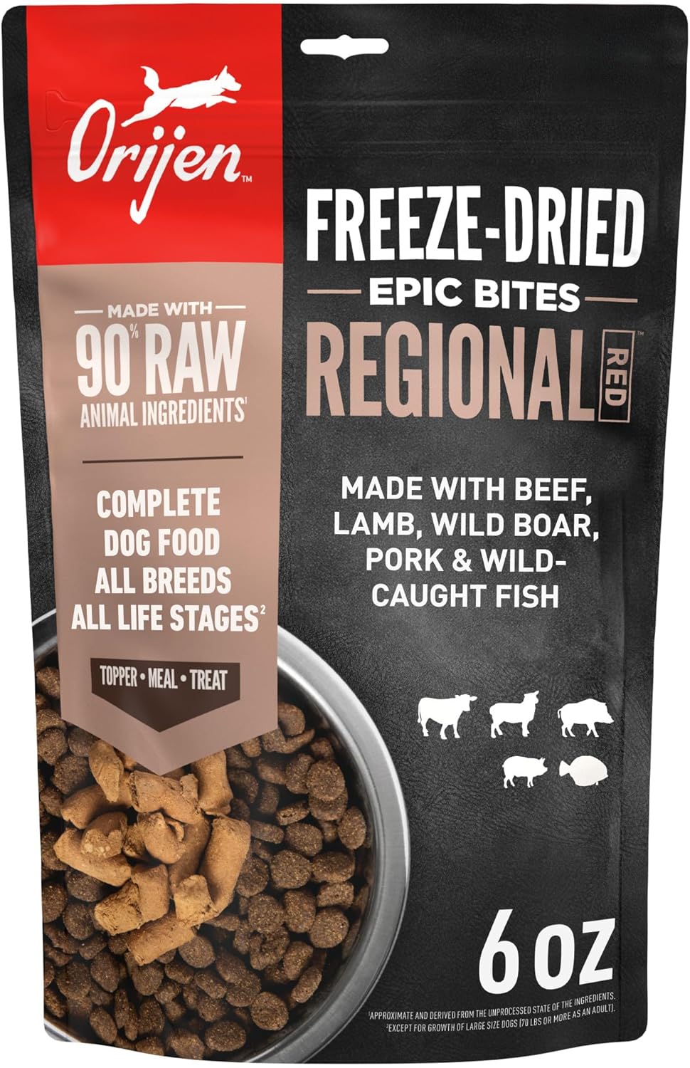 ORIJEN Epic Bites Freeze-Dried Dry Dog Food Tundra Recipe 6oz Bag - Image 10