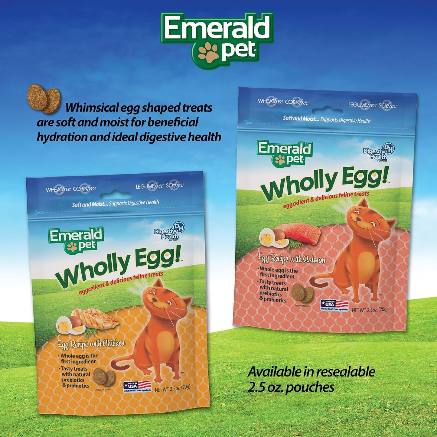 Emerald Pet prebiotic and probiotic cat treats for sensitive stomach management