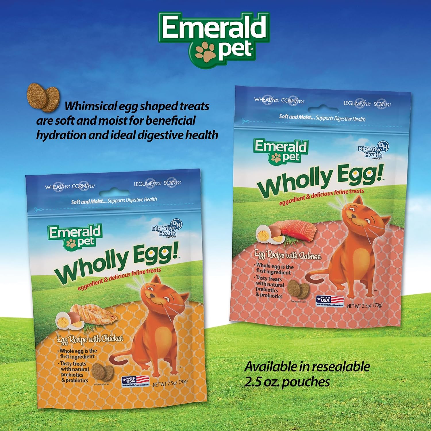 Emerald Pet prebiotic and probiotic cat treats for sensitive stomach management