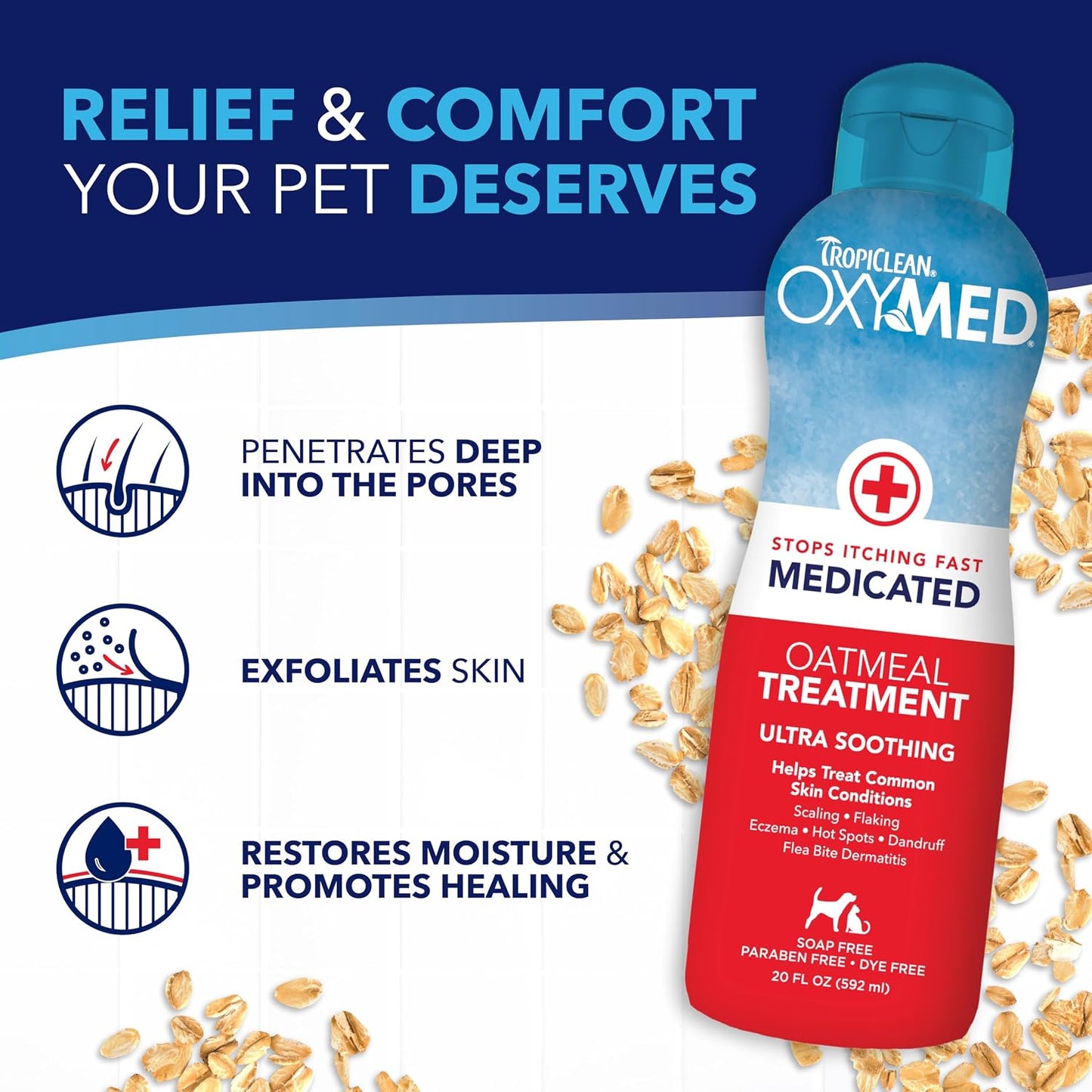 Authentic USA imported TropiClean pet care set for relieving dog and cat dandruff and hot spots