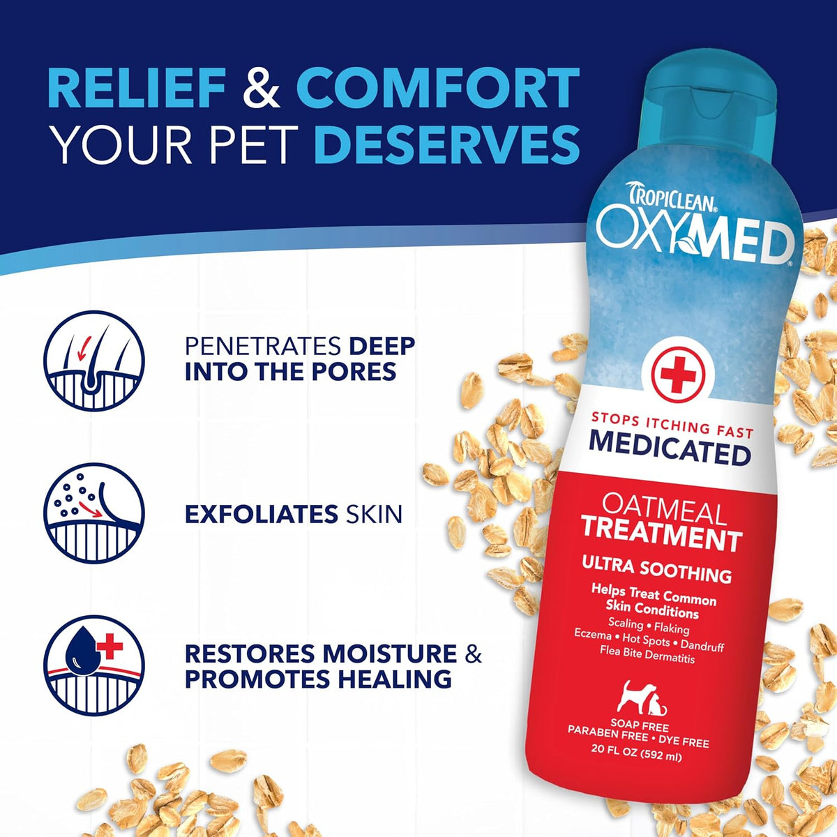 Authentic USA imported TropiClean pet care set for relieving dog and cat dandruff and hot spots