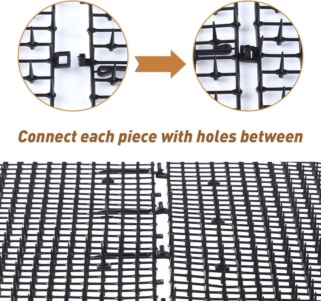 Close up of Bynccea cat deterrent spikes on polypropylene mat