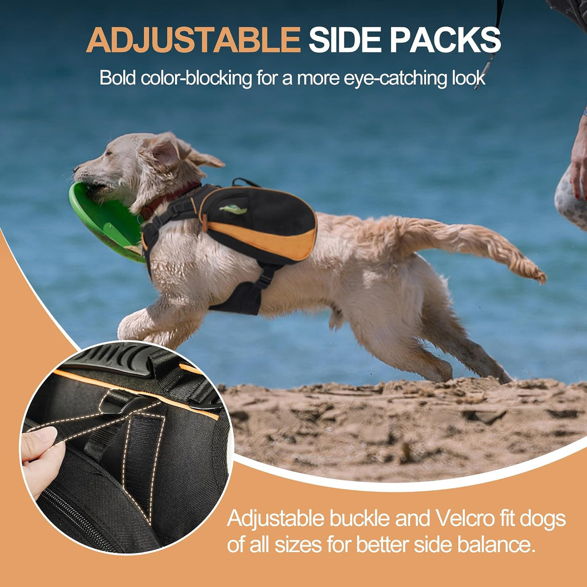 Adjustable nylon webbing straps of Xuvira dog backpack