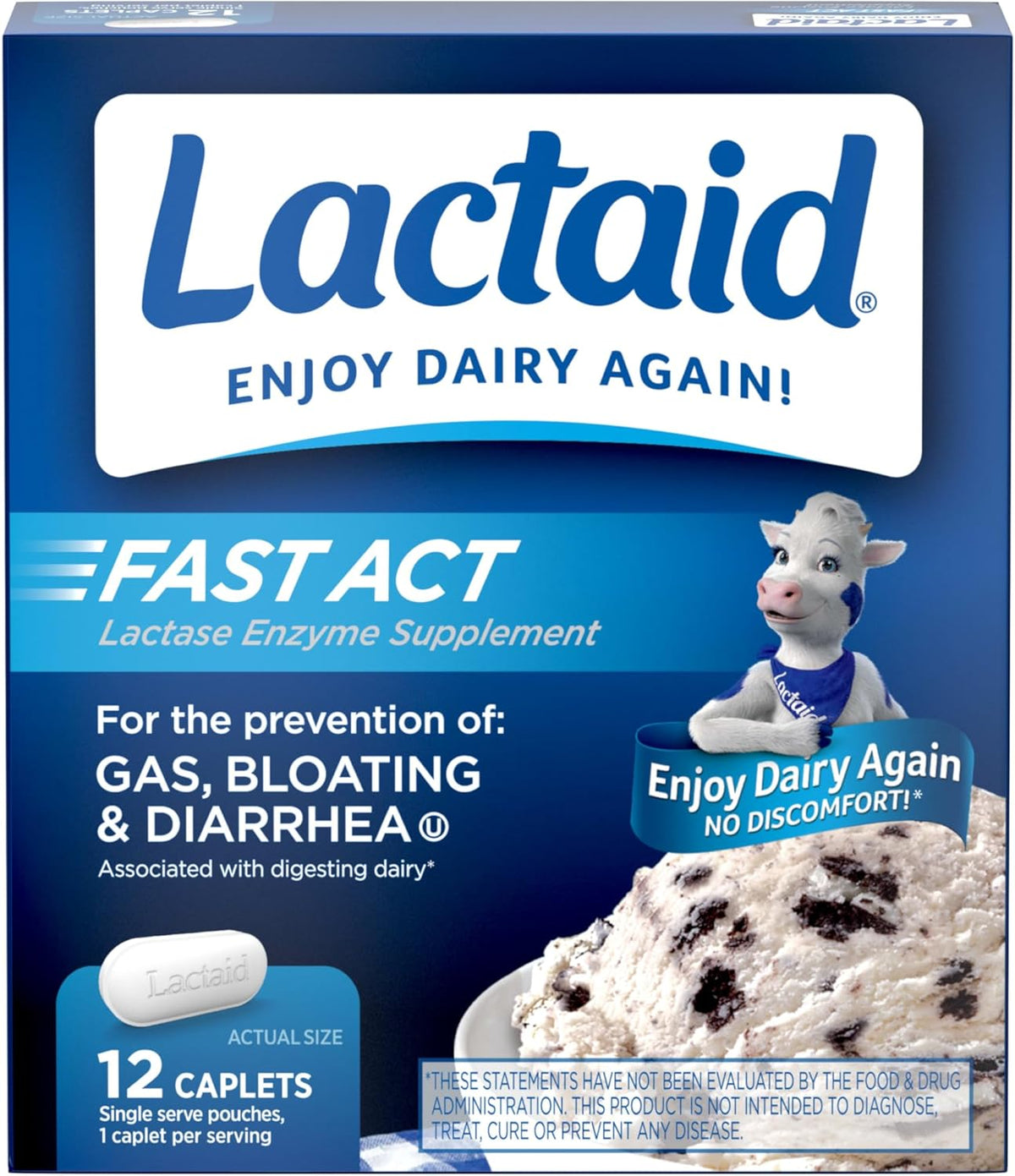 Lactaid Fast Act Lactose Intolerance Relief Caplets, Lactase Enzyme to Prevent Gas, Bloating and Diarrhea Due to Lactose Sensitivity, Single-Serve Supplements for Travel and On-The-Go, 60 Count - Image 9