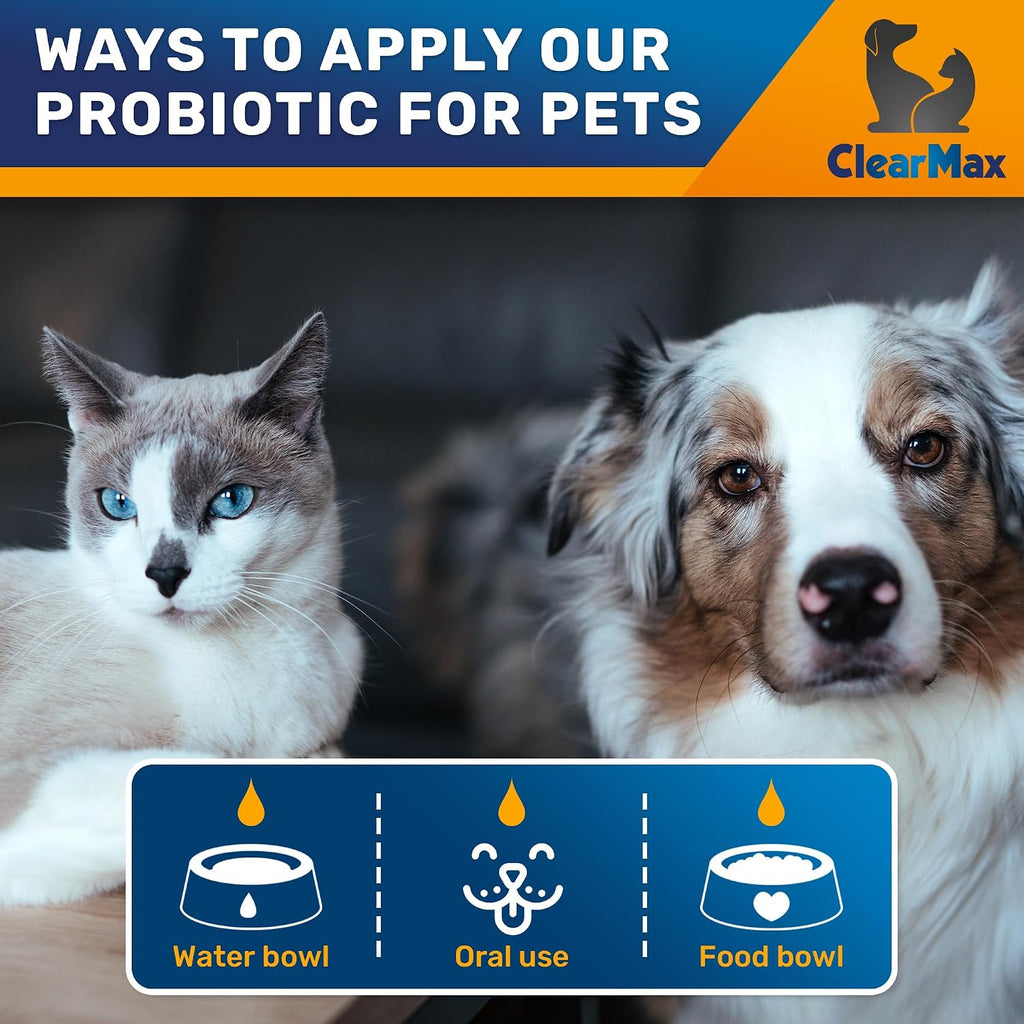 Clear Max multi strain pet probiotic with prebiotics for digestive wellness