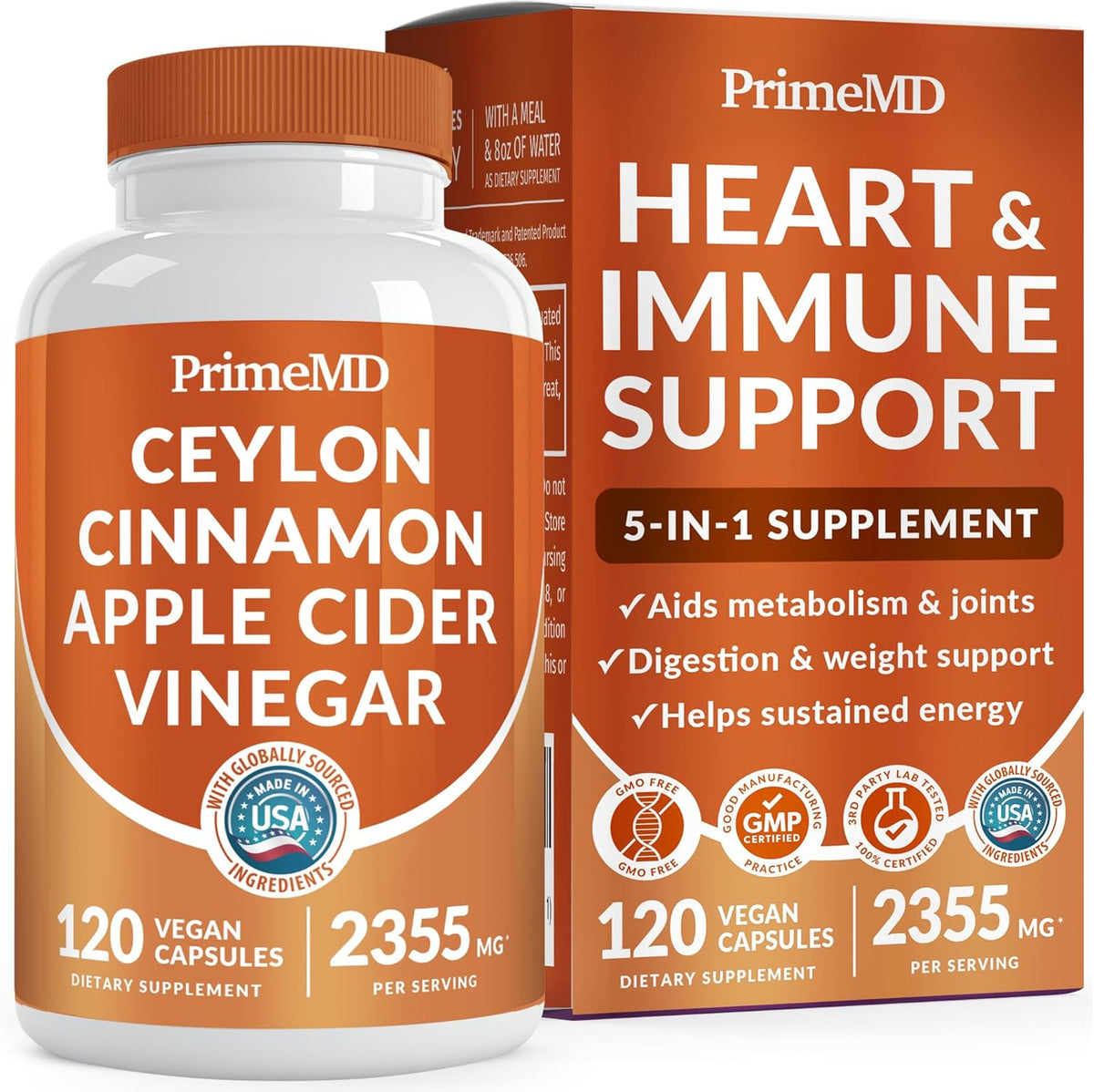 PrimeMD 5-in-1 Ceylon Cinnamon capsules bottle front view