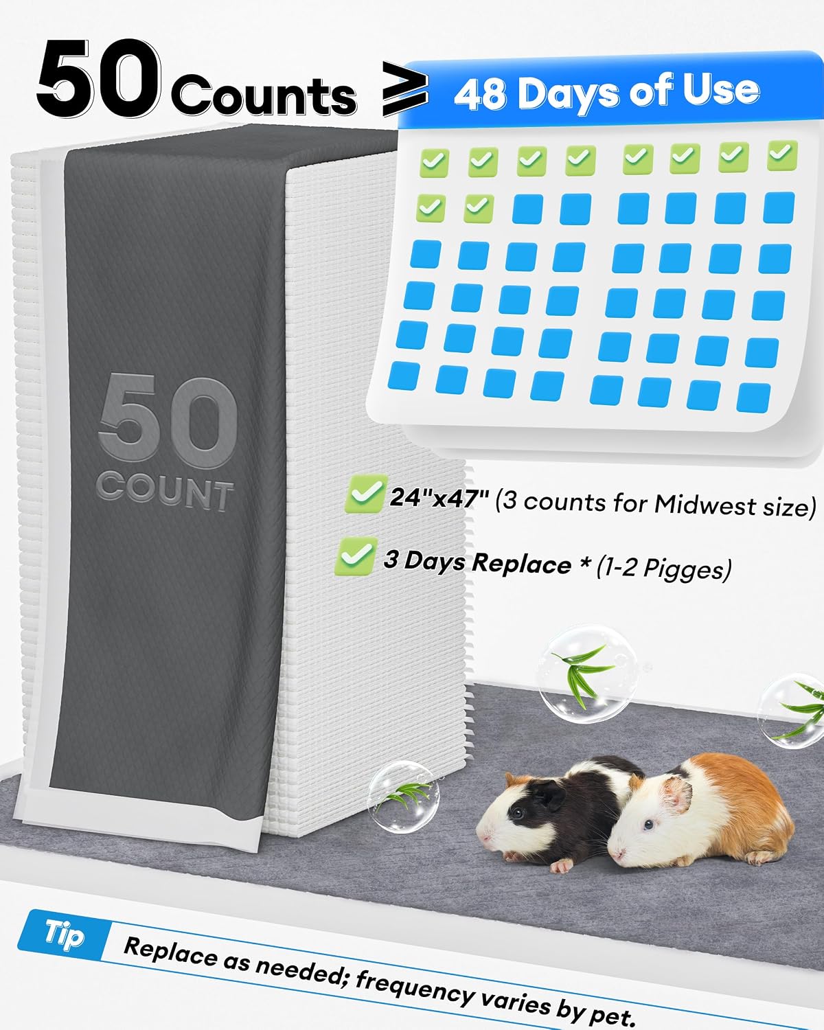 Guinea pig cage setup using Bucatstate disposable liners