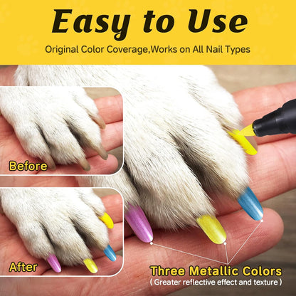 Close up of colorful pet nail polish marker pens