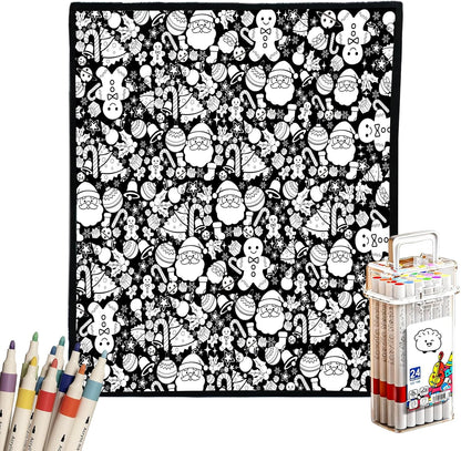 DIY Coloring Blanket for Adults - Color Your Own Blanket with 24 Markers, Washable Cozy Velvet Kit for Everyday Use & Home Decor that Adds a Unique Touch, Perfect for Birthday (Cats & Dogs) - Image 7
