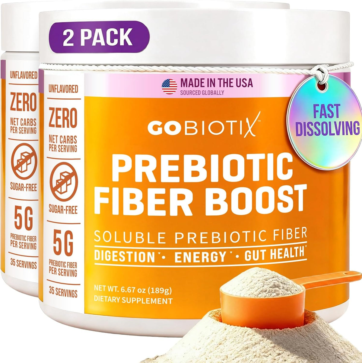 GOBIOTIX Fiber Supplement Powder with Prebiotics for Digestive Health and GLP-1 Support, Soluble Fiber for Gut Health & Debloat, Keto, Vegan, Gluten & Sugar Free, 35 Servings (1 Pack) - Image 10