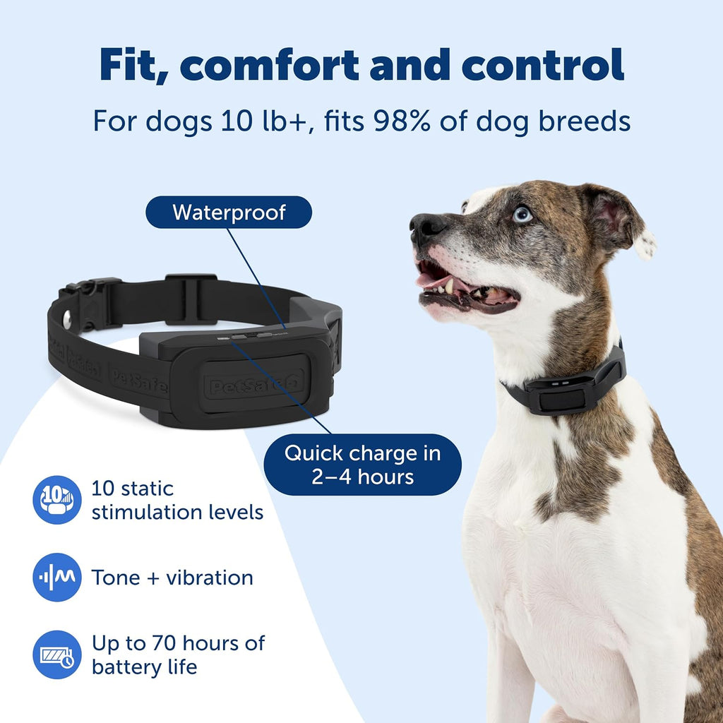 Adjustable safe static correction levels demonstrated on the PetSafe electronic dog training collar.