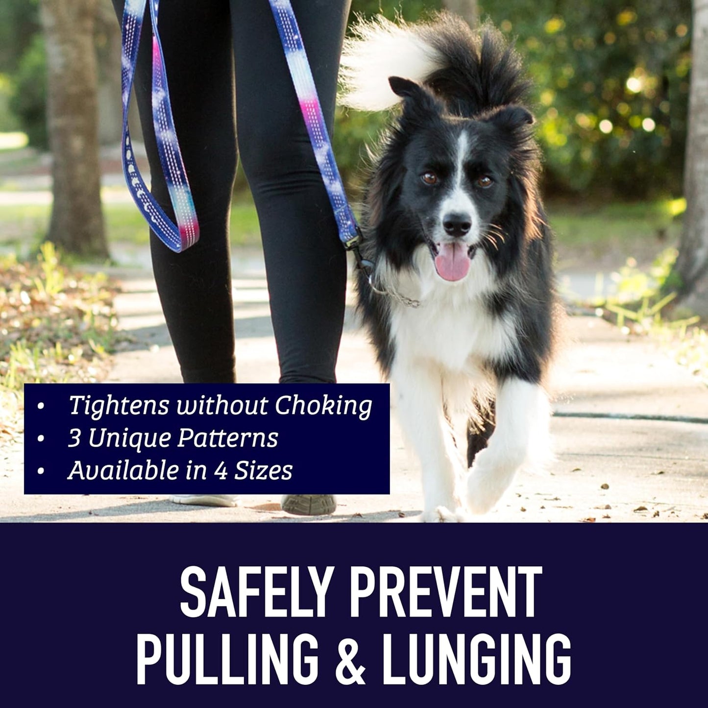 Reflective no pull dog collar by Leash Boss in blanket pattern layout