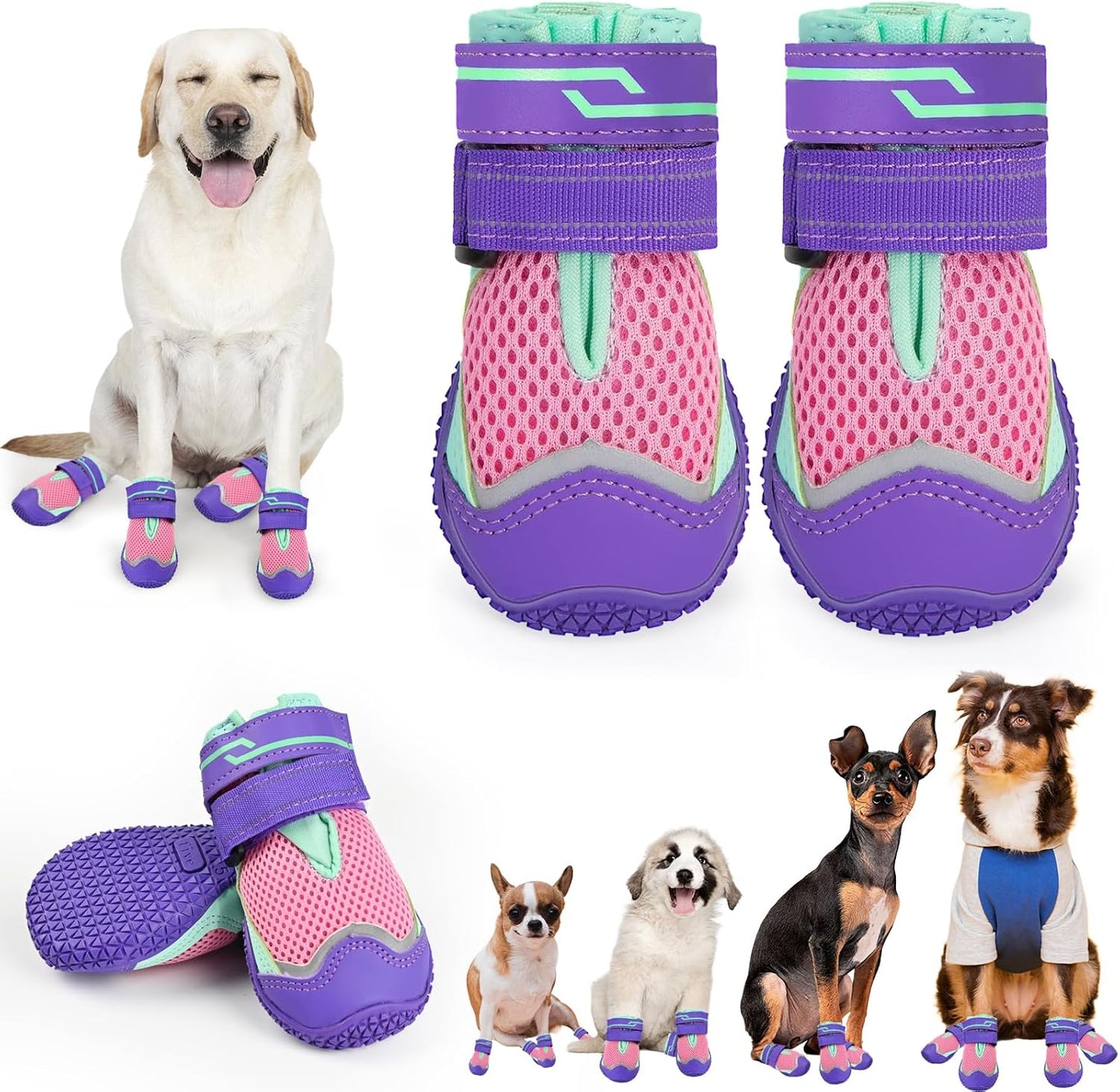 TEWIWAP purple dog boots for large dogs front view
