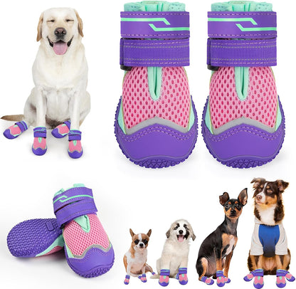 TEWIWAP purple dog boots for large dogs front view